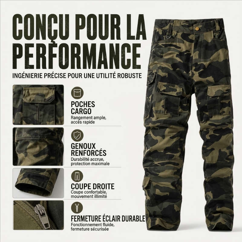 Pantalon cargo camouflage multi-poches pour hommes