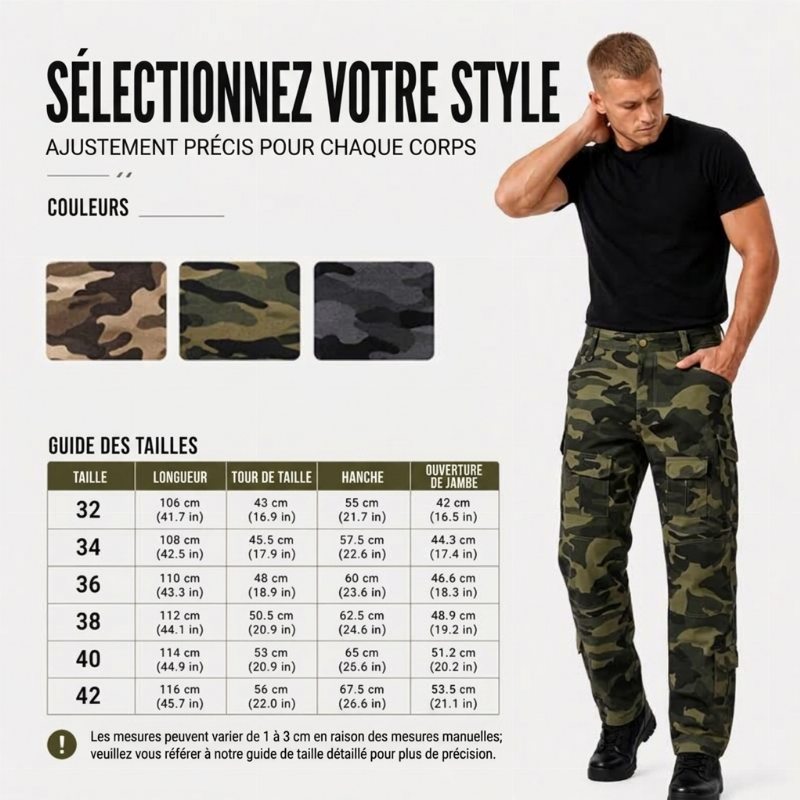 Pantalon cargo camouflage multi-poches pour hommes