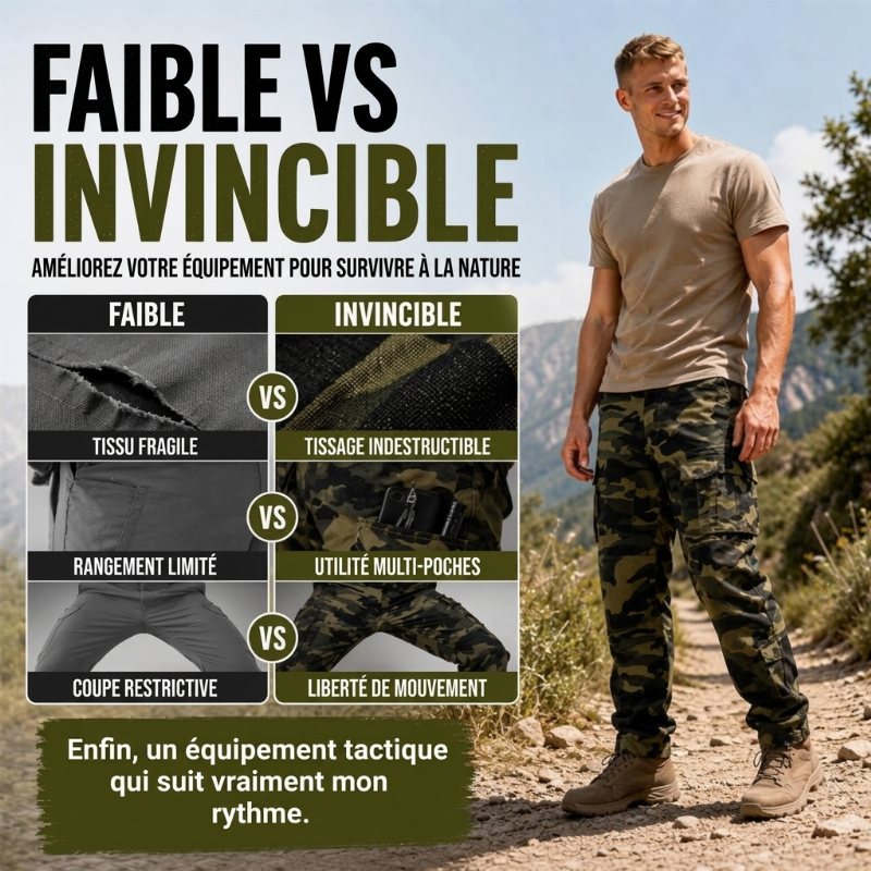 Pantalon cargo camouflage multi-poches pour hommes