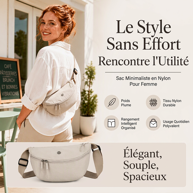 Sac bandoulière minimaliste en forme de demi-lune