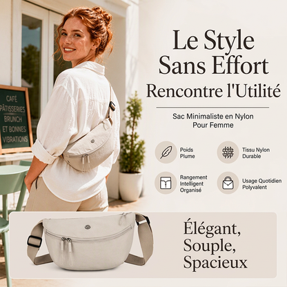 Sac bandoulière minimaliste en forme de demi-lune