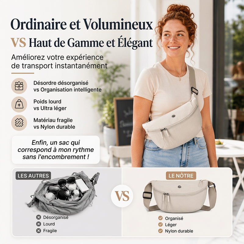 Sac bandoulière minimaliste en forme de demi-lune