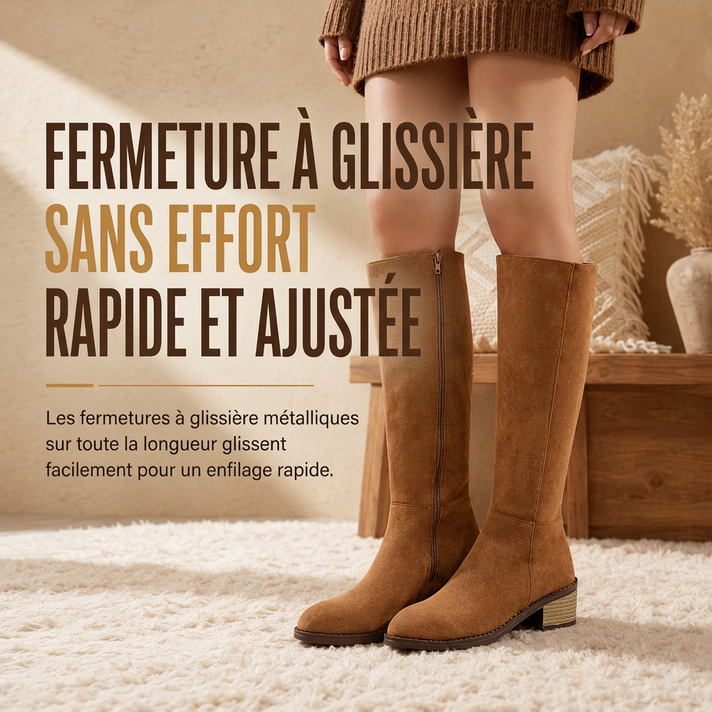 Bottes à talons épais en daim pour femmes, au-dessus du genou