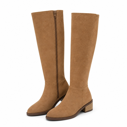 Bottes à talons épais en daim pour femmes, au-dessus du genou