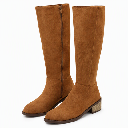 Bottes à talons épais en daim pour femmes, au-dessus du genou