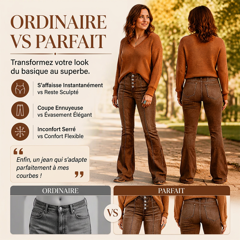Jeans Flare Taille Haute pour Femme – Stretch Confortable & Coupe Évasée Tendance ✨