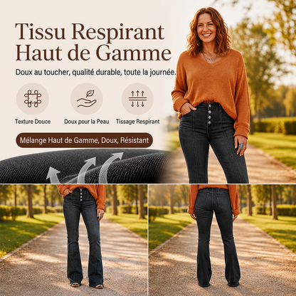 Jeans Flare Taille Haute pour Femme – Stretch Confortable & Coupe Évasée Tendance ✨