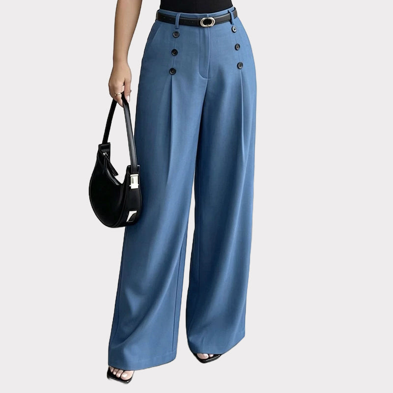 Pantalon large élégant à double boutonnage pour femme