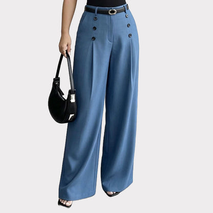 Pantalon large élégant à double boutonnage pour femme