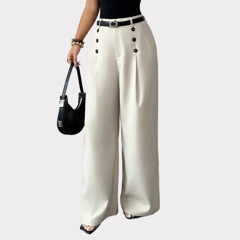 Pantalon large élégant à double boutonnage pour femme