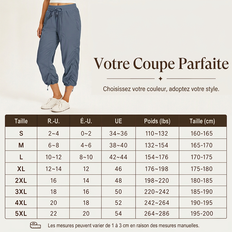 Pantalon court léger et à séchage rapide pour femme
