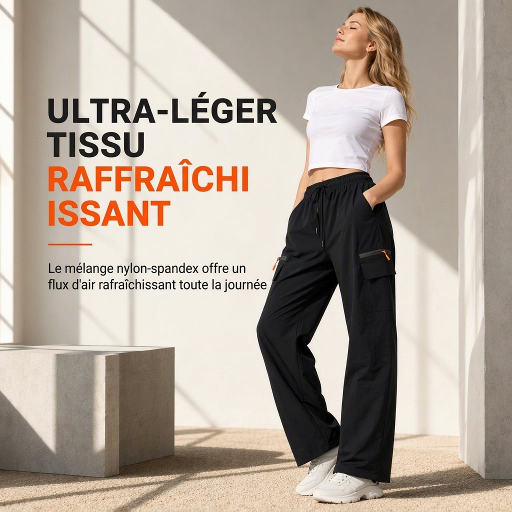 Pantalon de survêtement cargo décontracté pour femme, coupe ample, séchage rapide et respirant, pantalon long avec poches