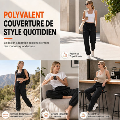Pantalon de survêtement cargo décontracté pour femme, coupe ample, séchage rapide et respirant, pantalon long avec poches