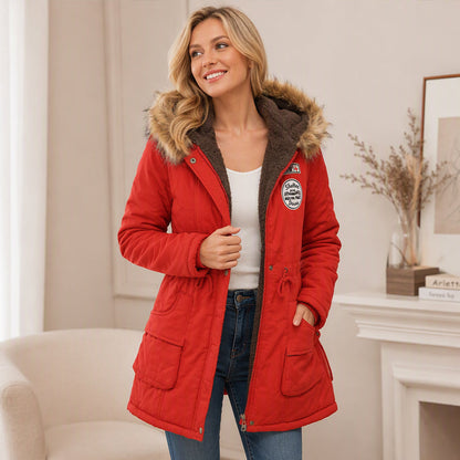 Parka à capuche doublée chaude pour femme