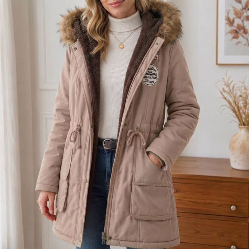 Parka à capuche doublée chaude pour femme