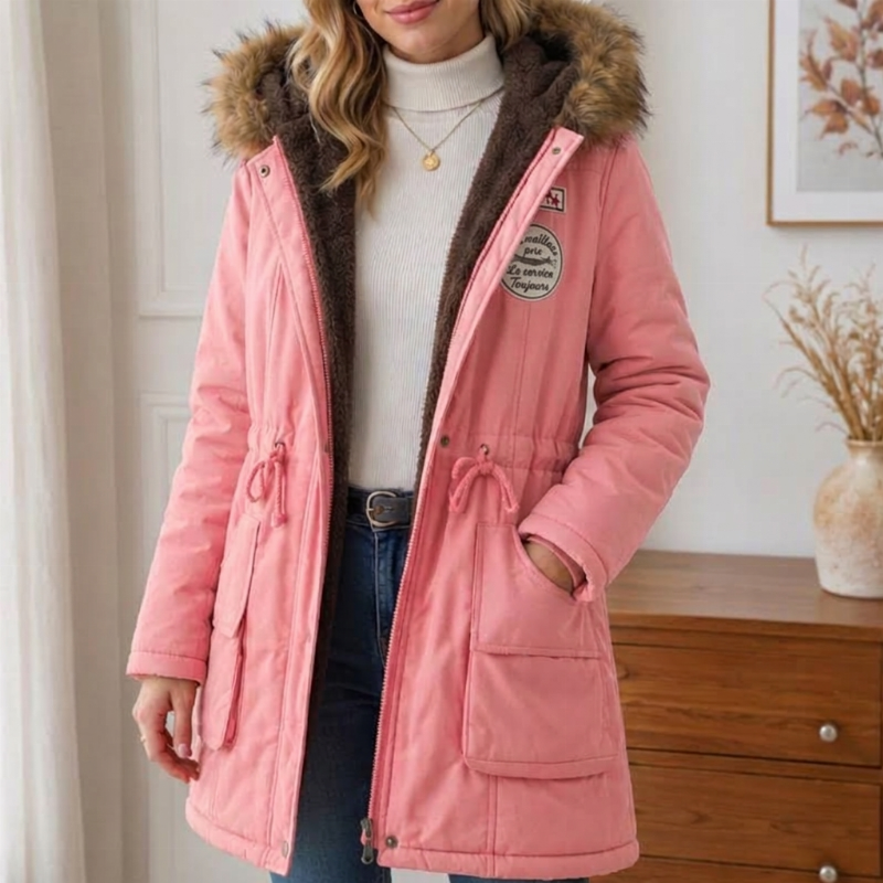 Parka à capuche doublée chaude pour femme