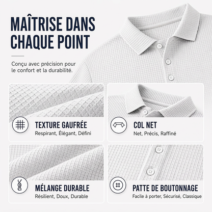 Haut à col pour homme en maille gaufre à manches longues