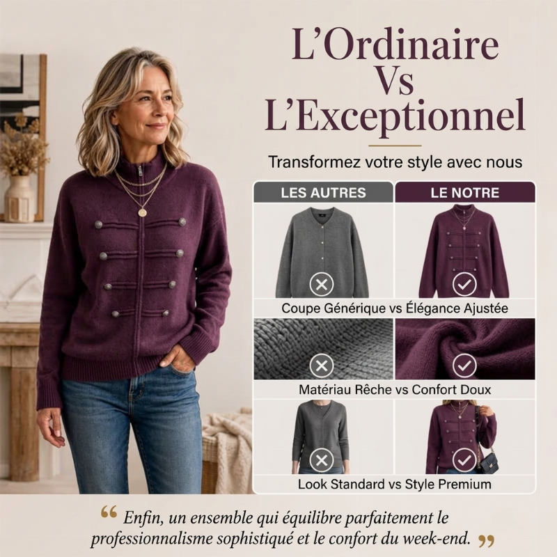 Veste en maille décontractée à double fermeture éclair pour femme