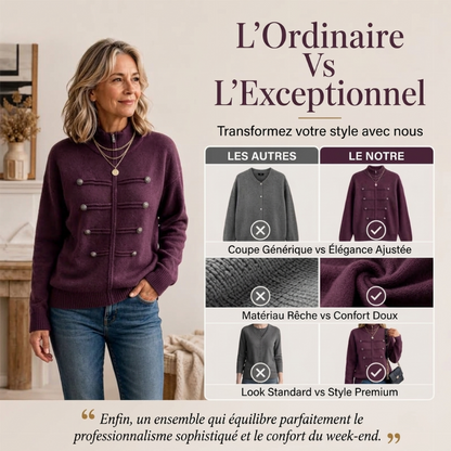 Veste en maille décontractée à double fermeture éclair pour femme