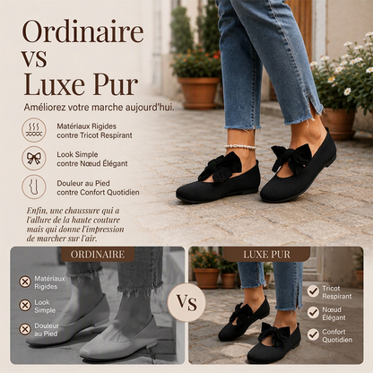 Chaussures plates pour femme en maille à bout carré avec nœud