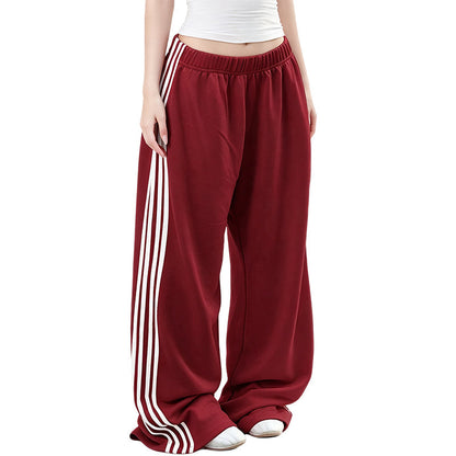 Pantalon de survêtement femme taille large avec bandes latérales