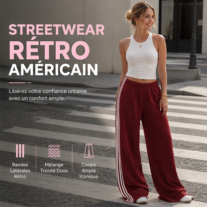 Pantalon de survêtement femme taille large avec bandes latérales