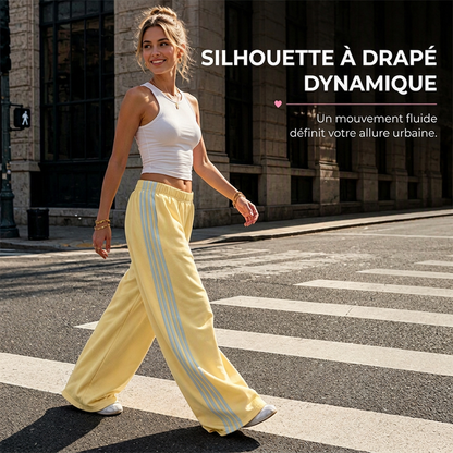 Pantalon de survêtement femme taille large avec bandes latérales