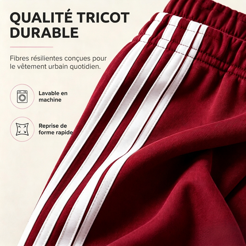 Pantalon de survêtement femme taille large avec bandes latérales