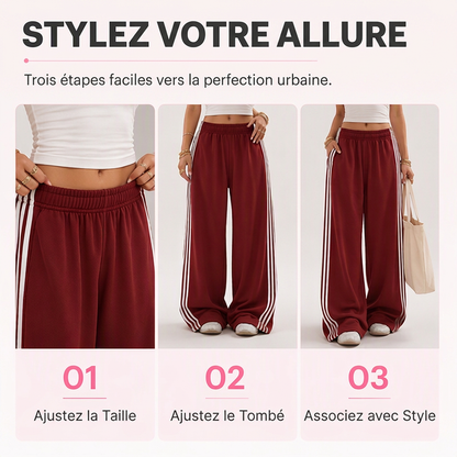 Pantalon de survêtement femme taille large avec bandes latérales