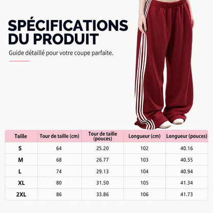 Pantalon de survêtement femme taille large avec bandes latérales