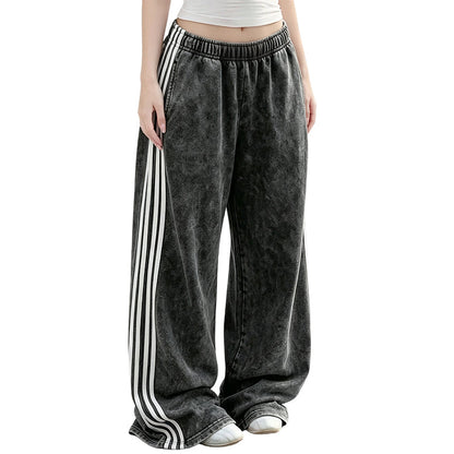 Pantalon de survêtement femme taille large avec bandes latérales