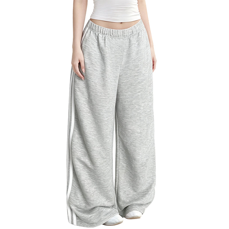 Pantalon de survêtement femme taille large avec bandes latérales