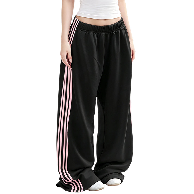 Pantalon de survêtement femme taille large avec bandes latérales