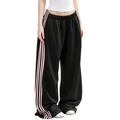 Pantalon de survêtement femme taille large avec bandes latérales
