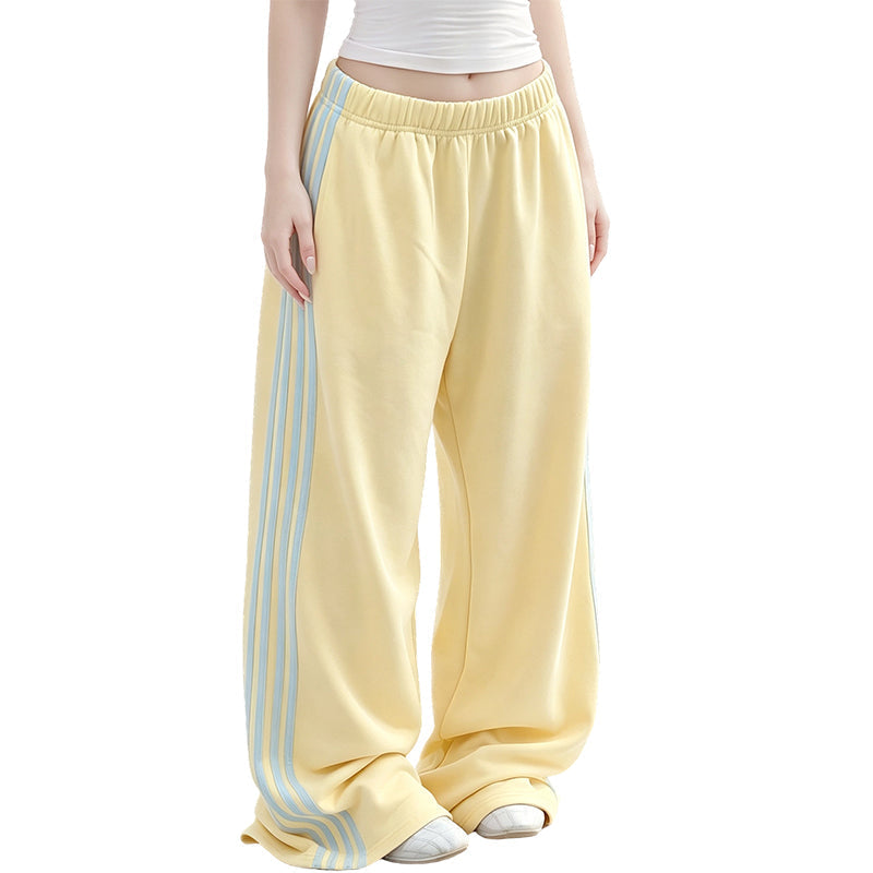 Pantalon de survêtement femme taille large avec bandes latérales