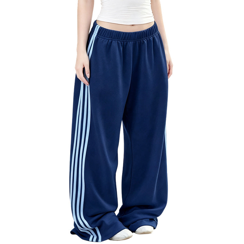 Pantalon de survêtement femme taille large avec bandes latérales