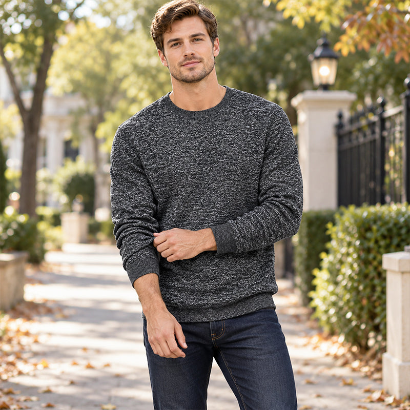 Sweat-shirt col ras du cou doublé polaire pour homme
