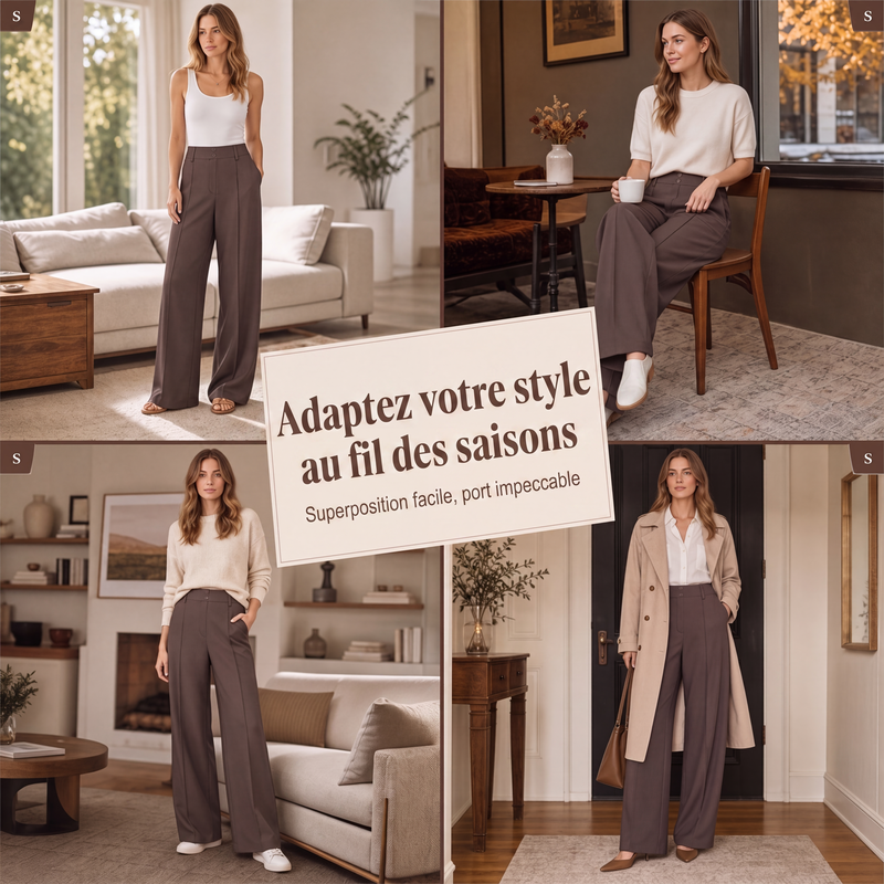 Pantalon large à taille haute pour femme