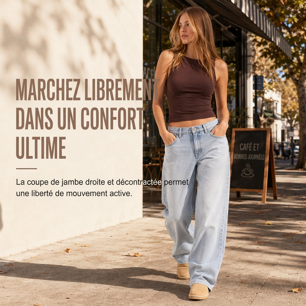 Jeans larges rétro taille haute pour femmes