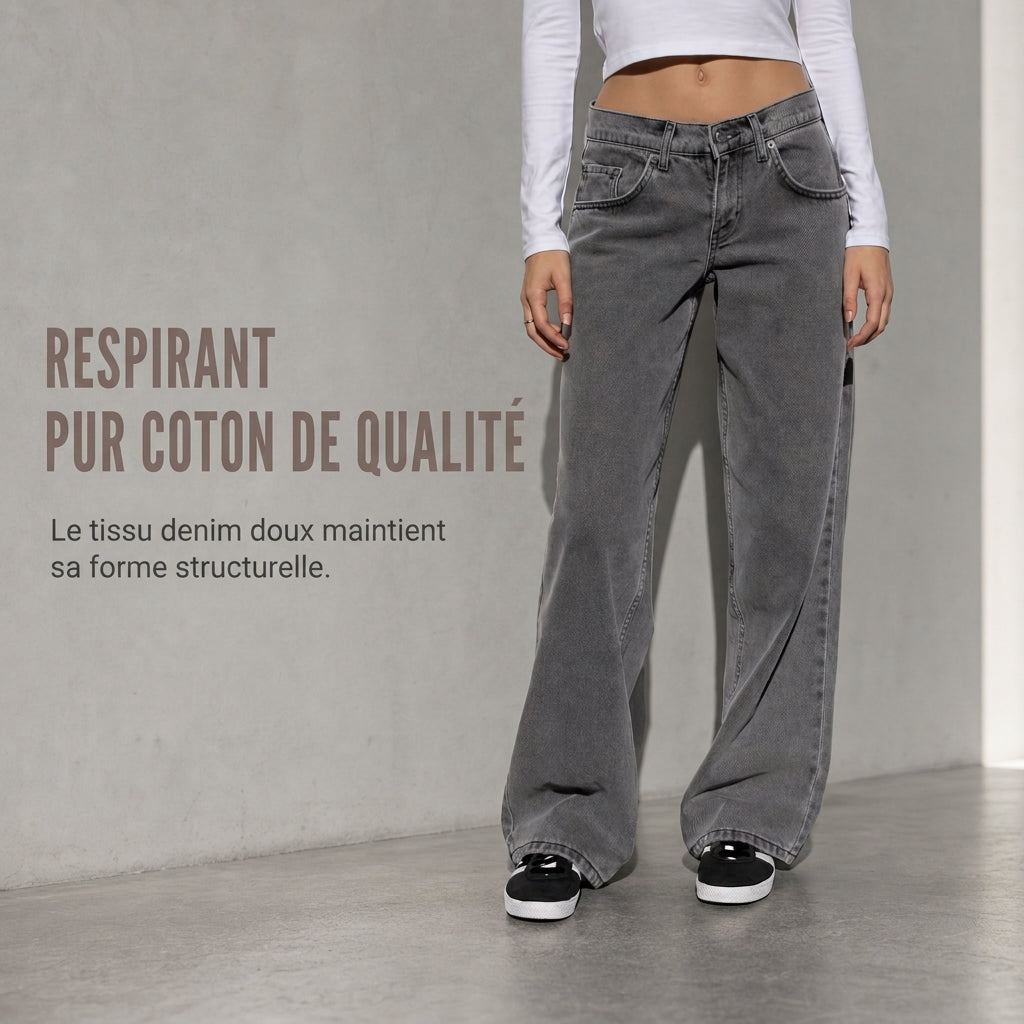 Jeans larges rétro taille haute pour femmes