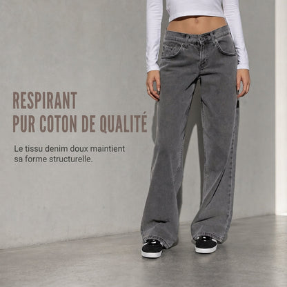 Jeans larges rétro taille haute pour femmes