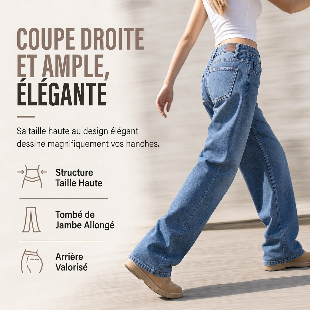 Jeans larges rétro taille haute pour femmes