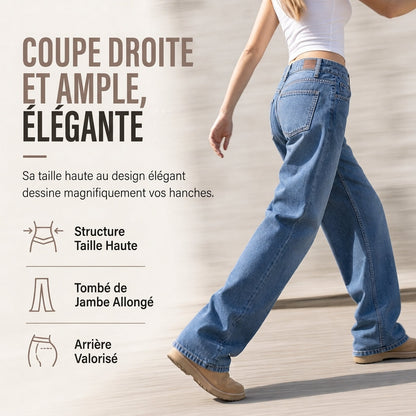 Jeans larges rétro taille haute pour femmes