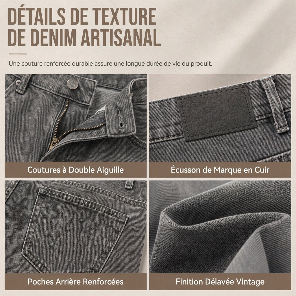 Jeans larges rétro taille haute pour femmes