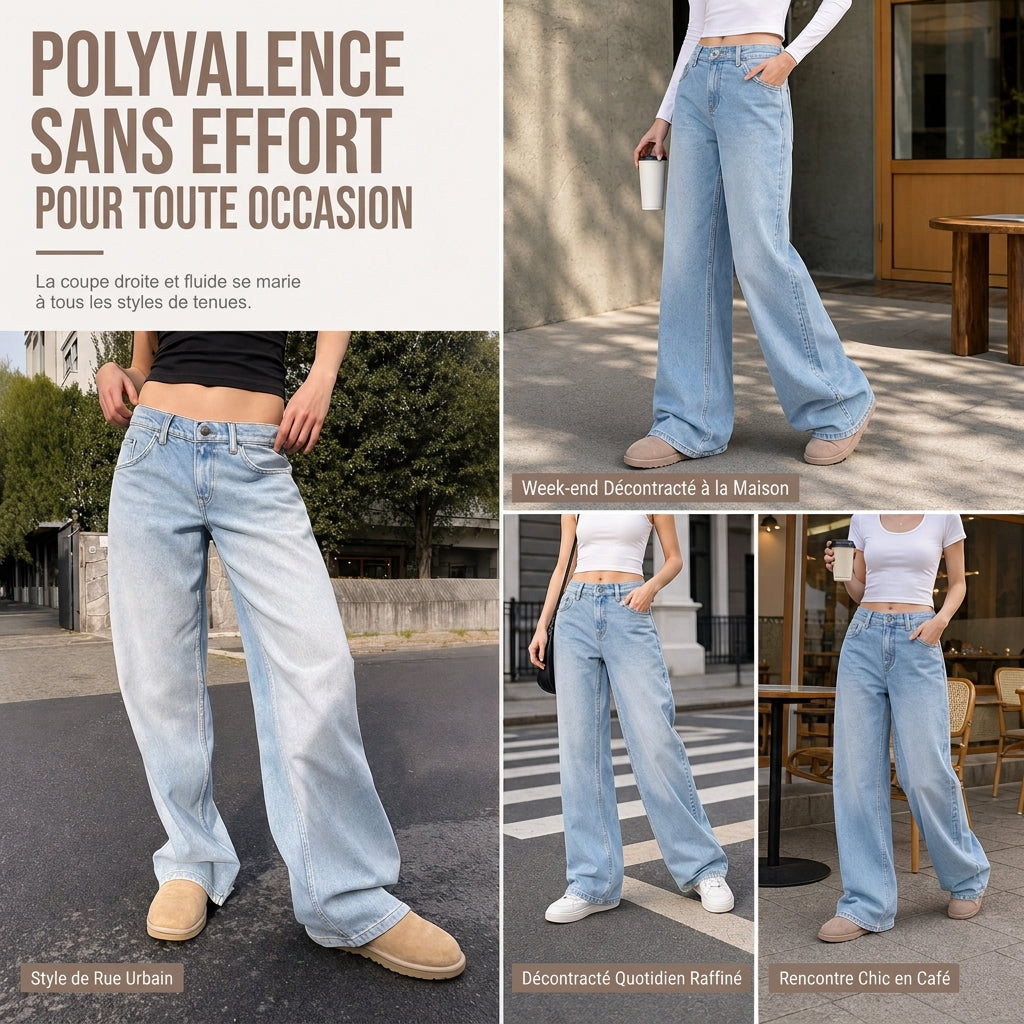 Jeans larges rétro taille haute pour femmes