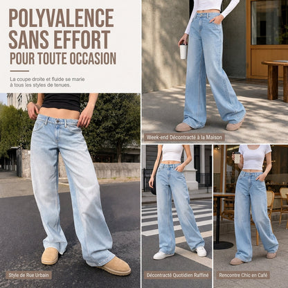 Jeans larges rétro taille haute pour femmes