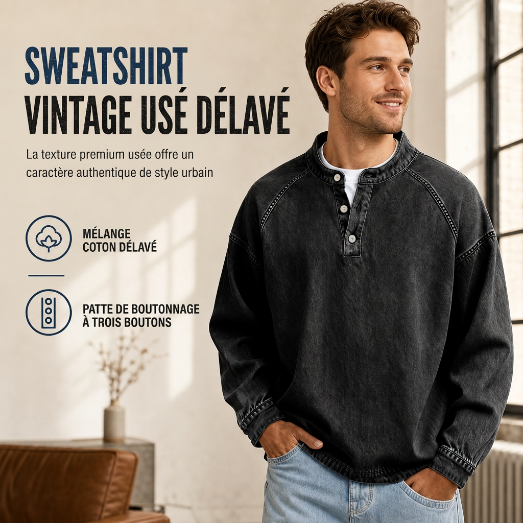 Sweat décontracté vintage oversize pour homme
