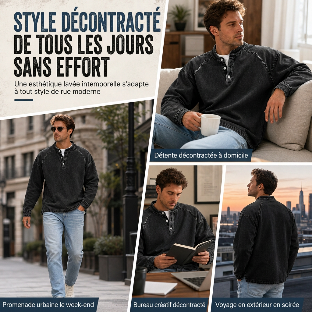 Sweat décontracté vintage oversize pour homme