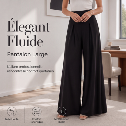 Pantalon fluide taille haute à jambes larges pour femme