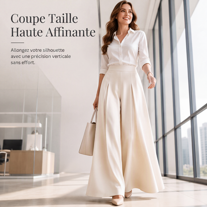 Pantalon fluide taille haute à jambes larges pour femme